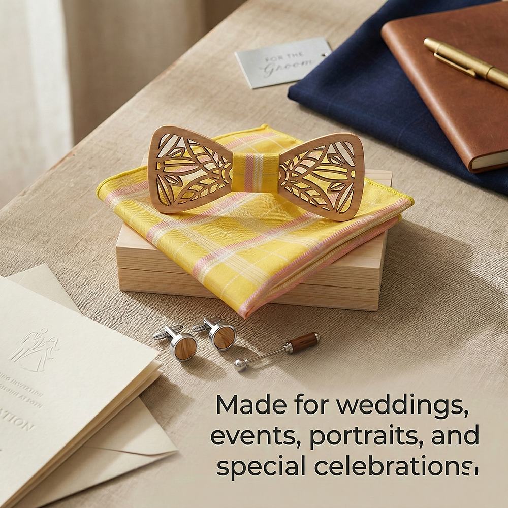 M78 M78  Triangle Line Cutout Bow Tie Set, Maple — view 4