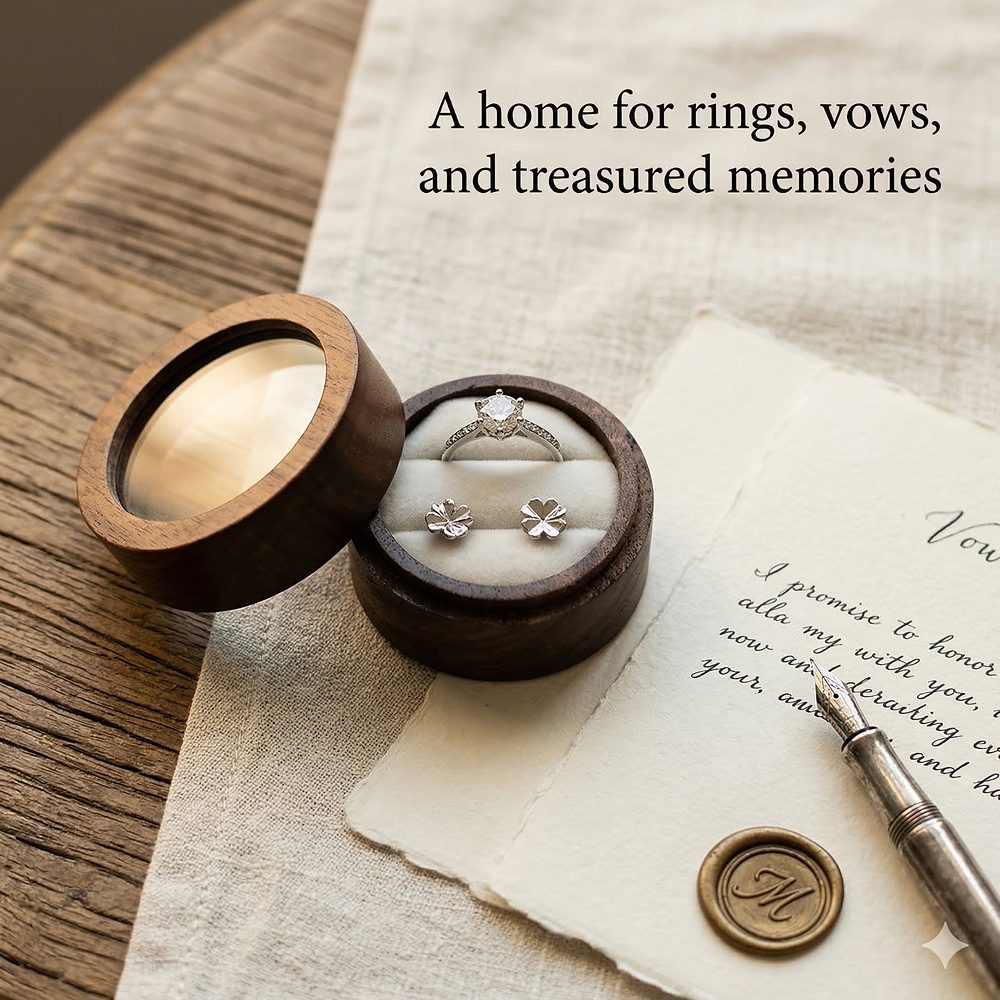 RB508 RB508  Round Window Ring Box, Walnut — view 4