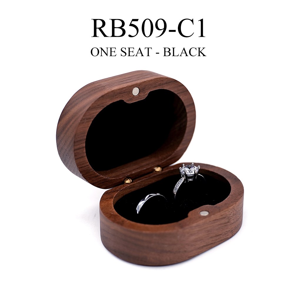 RB509 RB509  Oval Ring Box, Solid Wood Lid, Double Slot — view 2