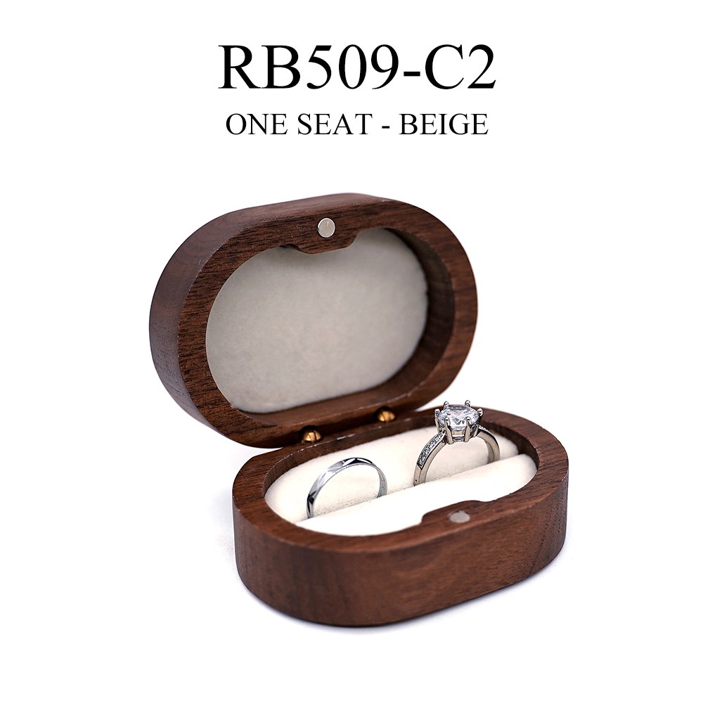 RB509 RB509  Oval Ring Box, Solid Wood Lid, Double Slot — view 3