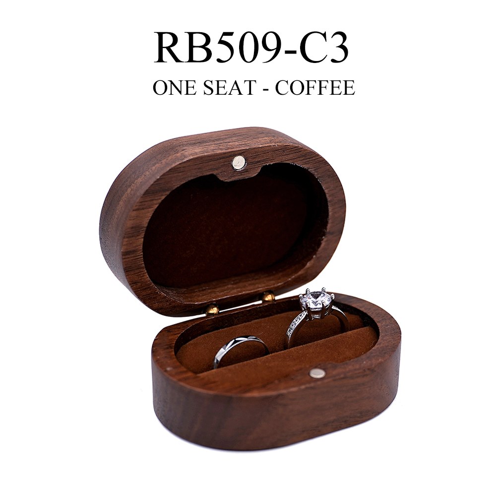 RB509 RB509  Oval Ring Box, Solid Wood Lid, Double Slot — view 4