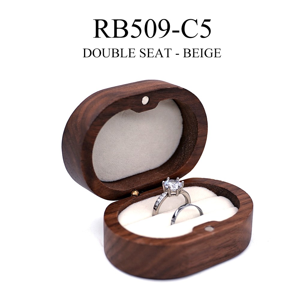 RB509 RB509  Oval Ring Box, Solid Wood Lid, Double Slot — view 6