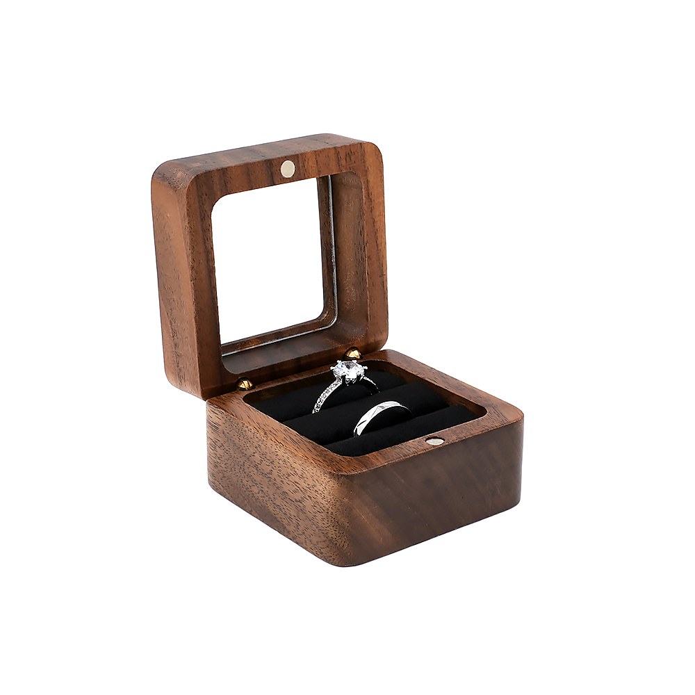 RB511 Square Ring Box, Window Lid, Double Slot