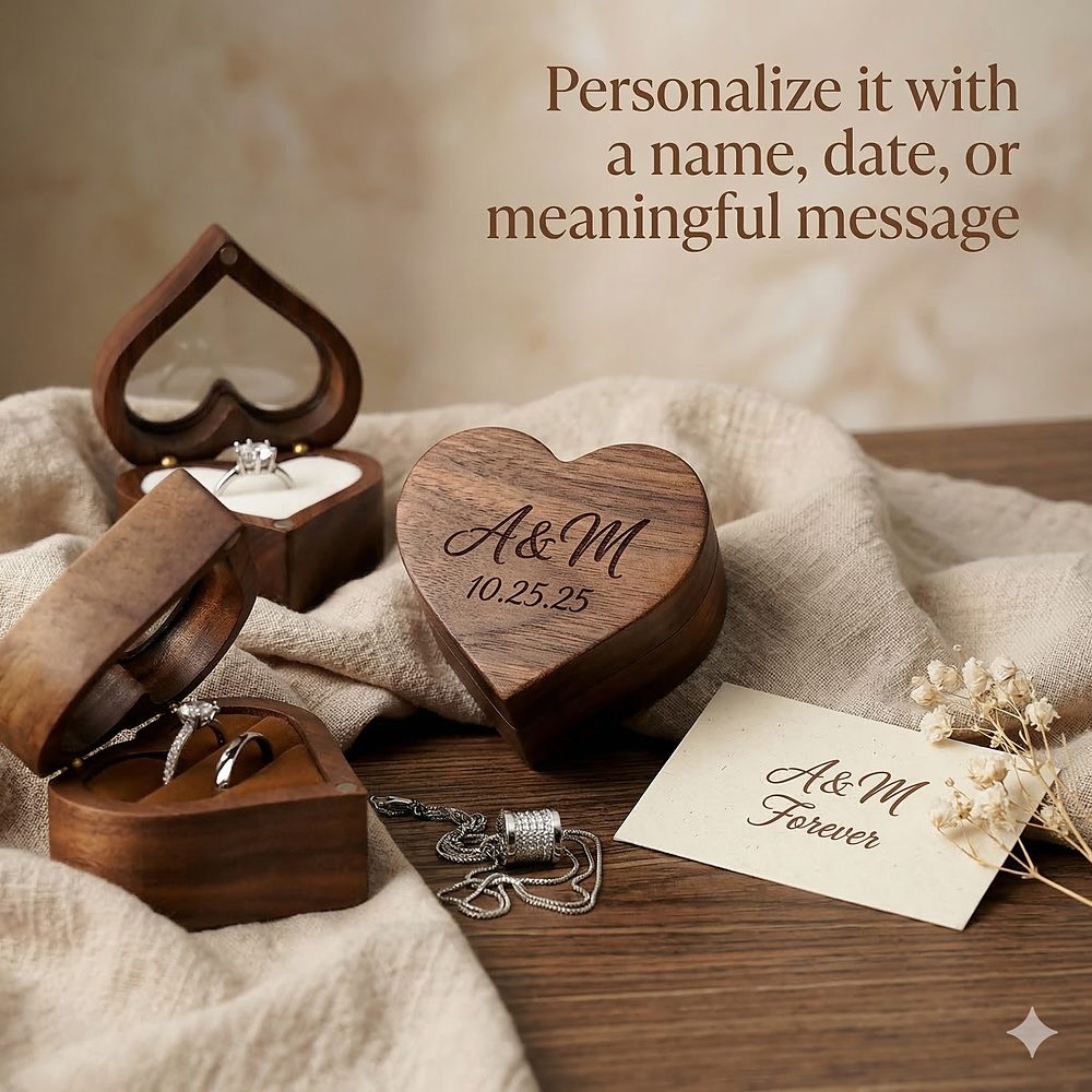 RB513 RB513  Heart Window Ring Box, Walnut — view 2