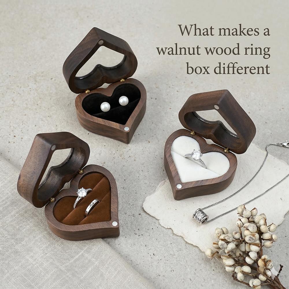 RB513 RB513  Heart Window Ring Box, Walnut — view 4
