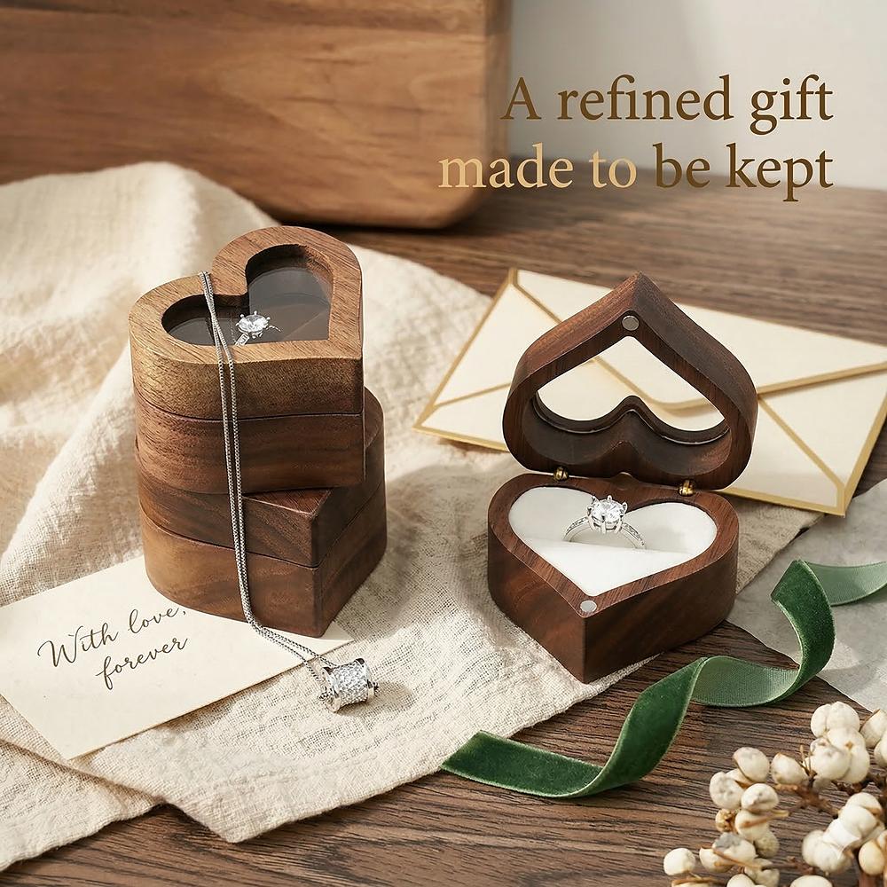 RB513 RB513  Heart Window Ring Box, Walnut — view 7