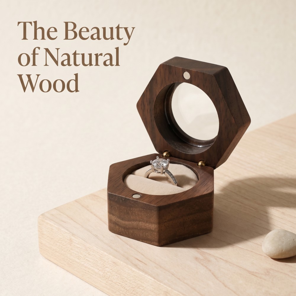 RB514 RB514  Hexagon Ring Box, Round Window Lid — view 8