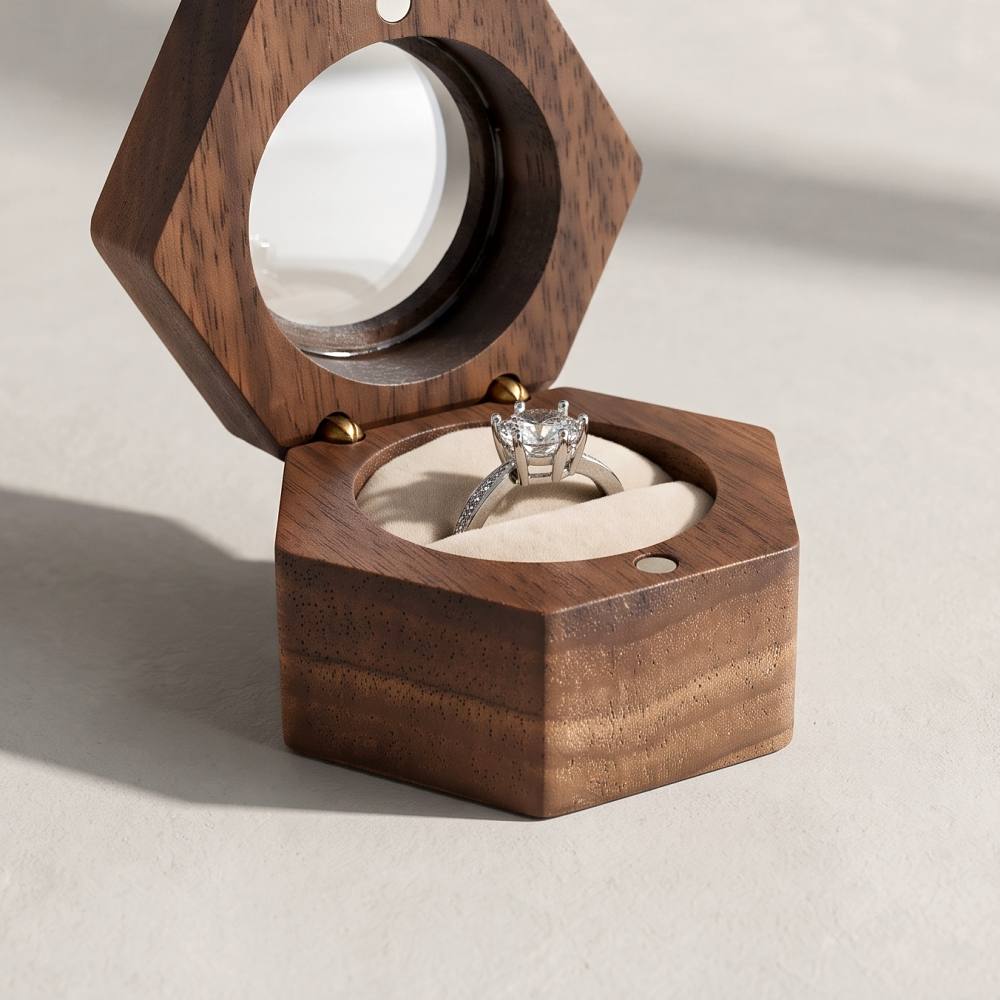 RB514 RB514  Hexagon Ring Box, Round Window Lid — colour C1