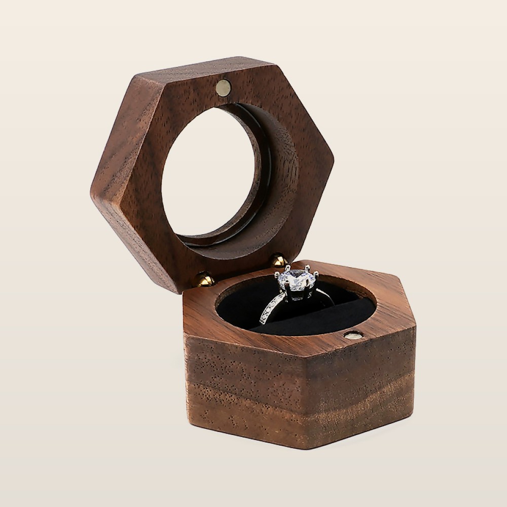 RB514  Hexagon Ring Box, Round Window Lid