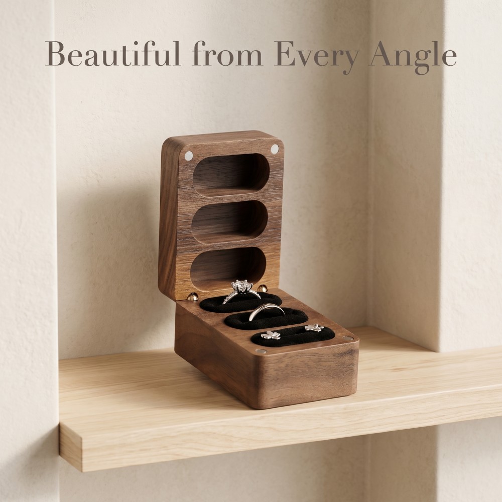 RB524 RB524  Triple-Slot Ring Box, Tiered Interior — view 5