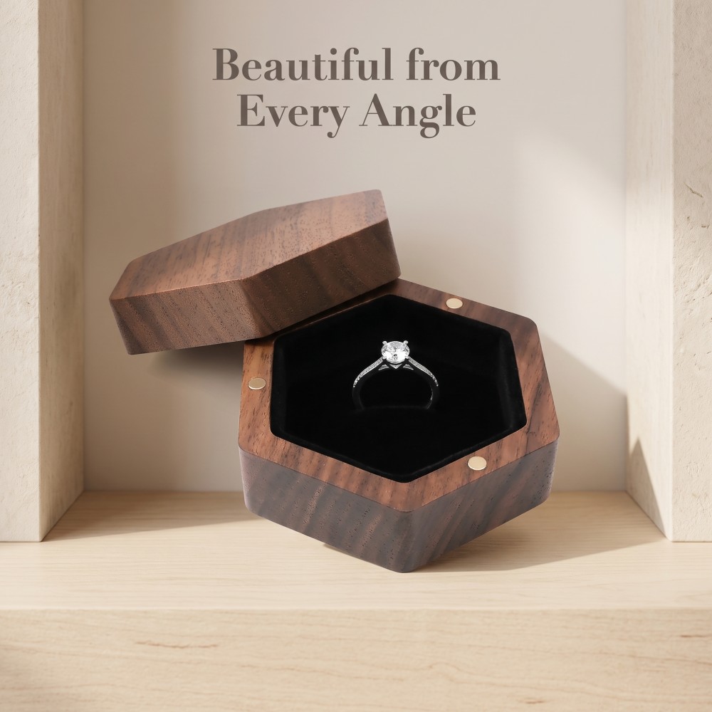 RB527 RB527  Hexagon Ring Box, Lift-Off Lid — view 5