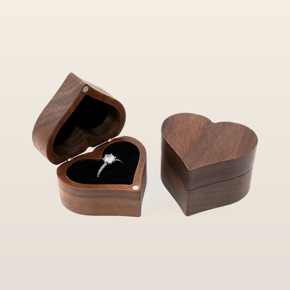 RB529  Heart Ring Box, Hinged Lid, Twin Slot