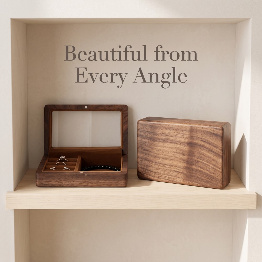 RB531 RB531  Jewellery Organiser, Walnut, Mirror Lid — view 5