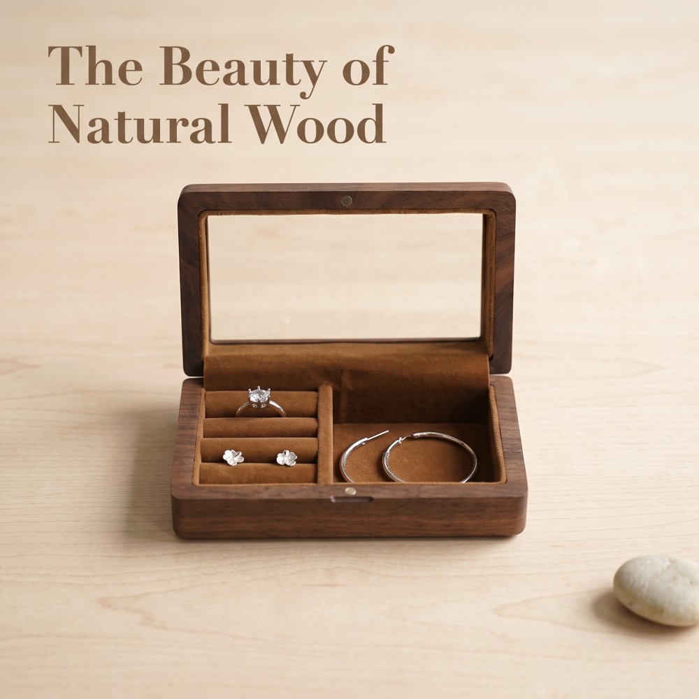 RB531 RB531  Jewellery Organiser, Walnut, Mirror Lid — view 8
