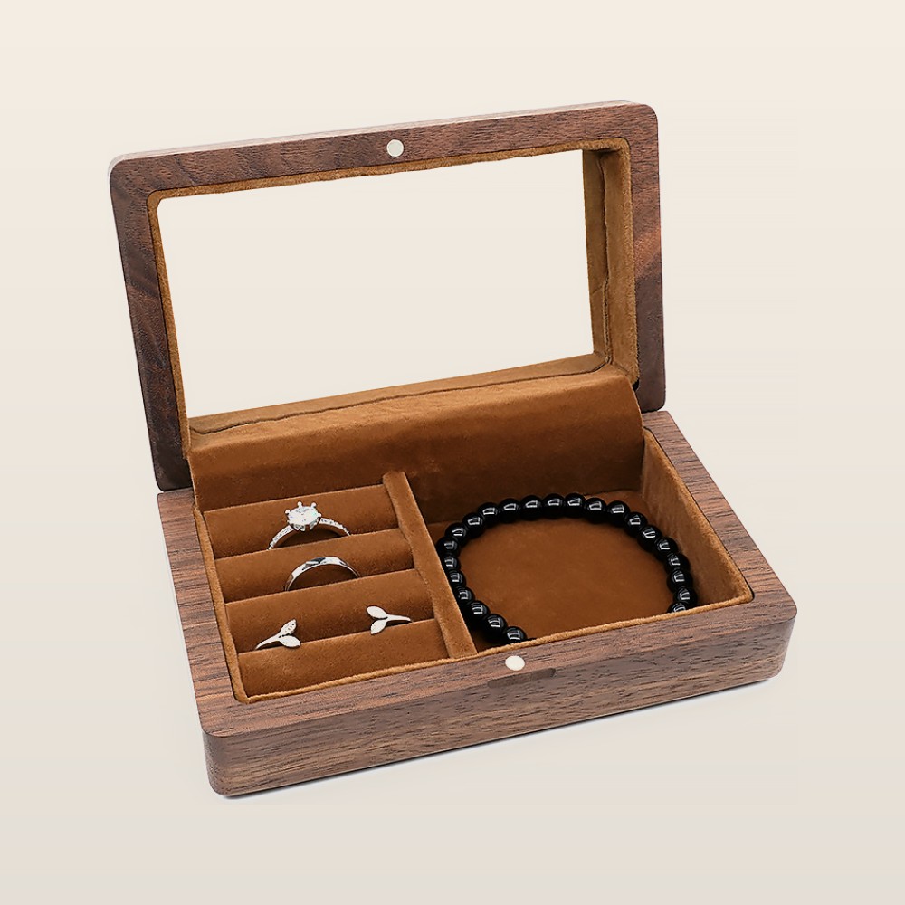 RB531  Jewellery Organiser, Walnut, Mirror Lid
