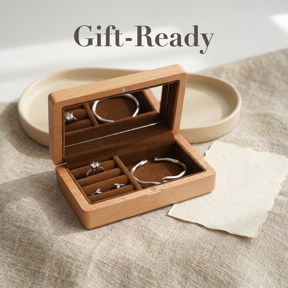 RB532 RB532  Jewellery Organiser, Beech, Mirror Lid — view 7