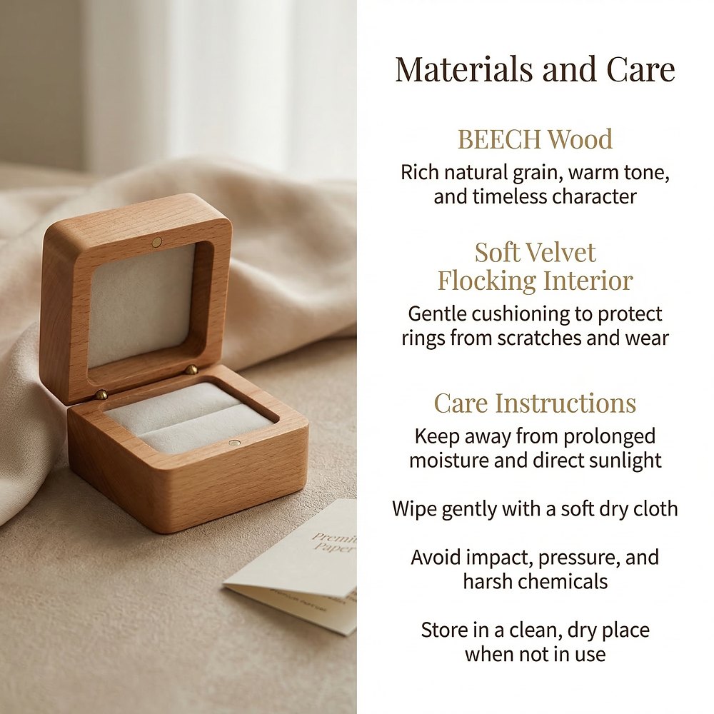 RB535 RB535  Square Ring Box, Beech, Engraved Lid — view 2
