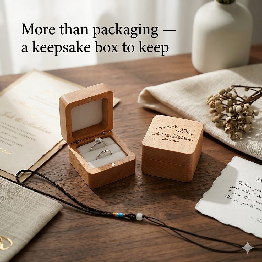 RB535 RB535  Square Ring Box, Beech, Engraved Lid — view 8