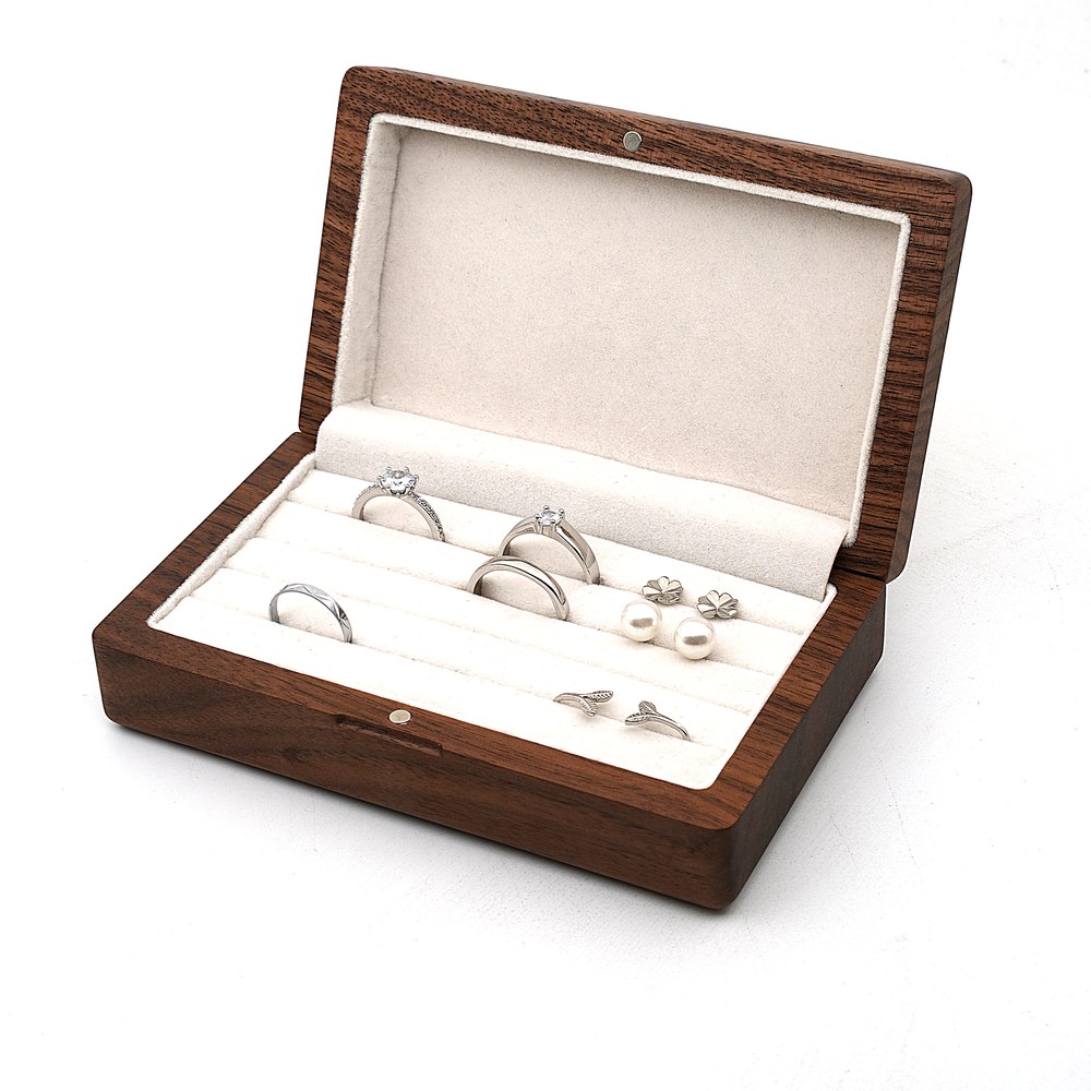 RB545 RB545  Earring and Ring Box, Multi-Slot, Walnut — view 2