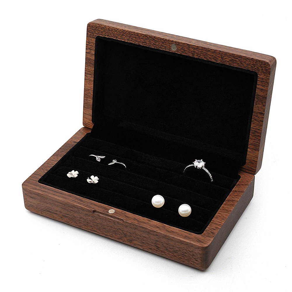 RB545 RB545  Earring and Ring Box, Multi-Slot, Walnut — view 4