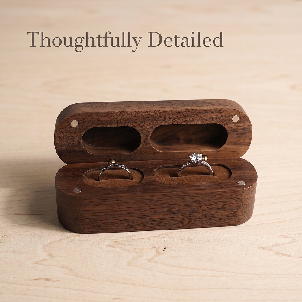 RB548 RB548  Twin-Slot Oval Ring Box, Walnut — view 11