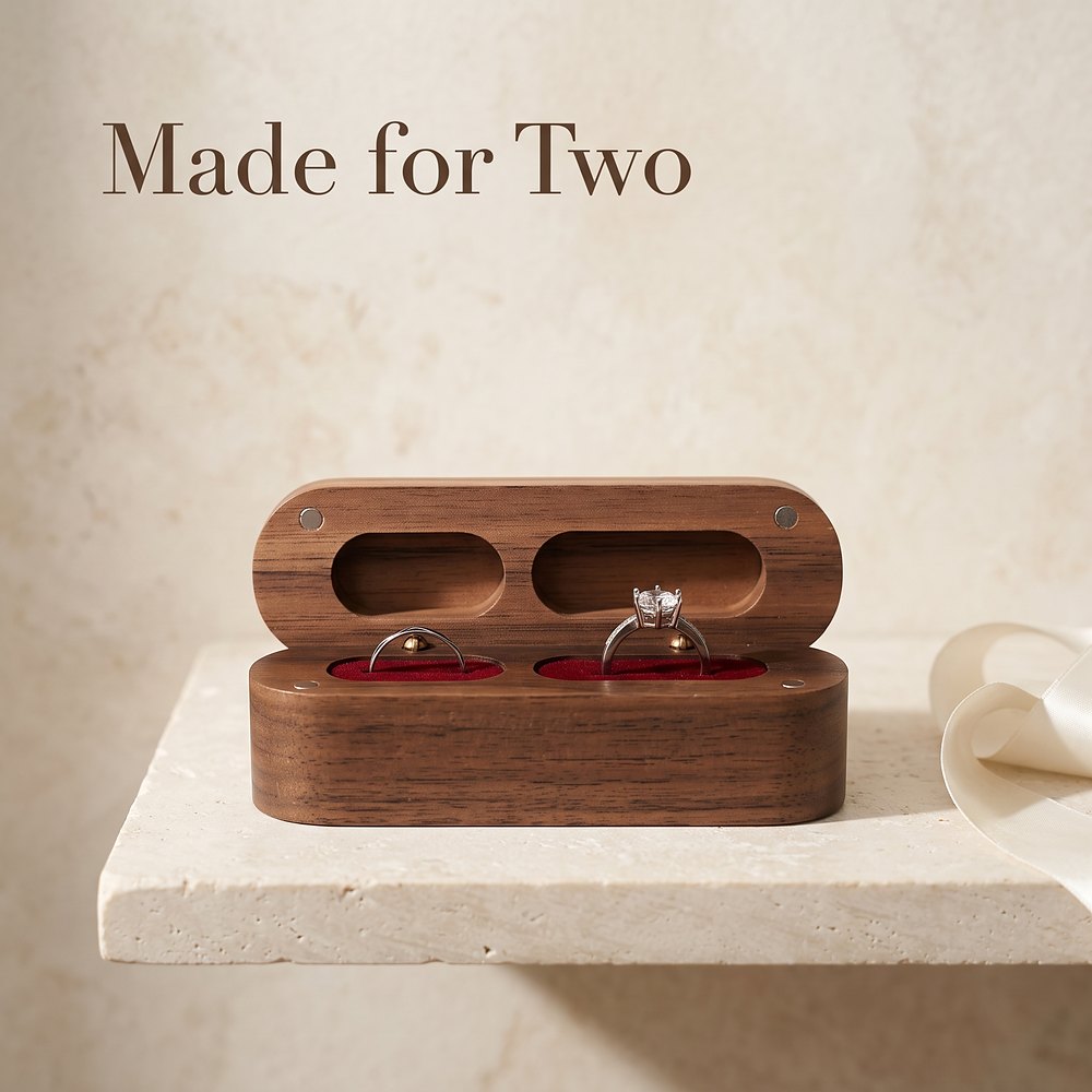 RB548 RB548  Twin-Slot Oval Ring Box, Walnut — view 12