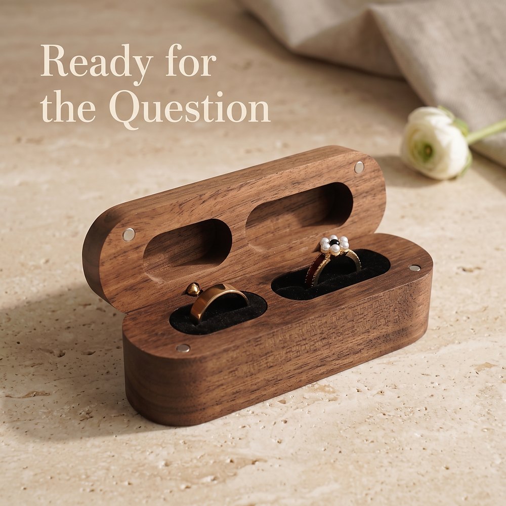 RB548 RB548  Twin-Slot Oval Ring Box, Walnut — view 3