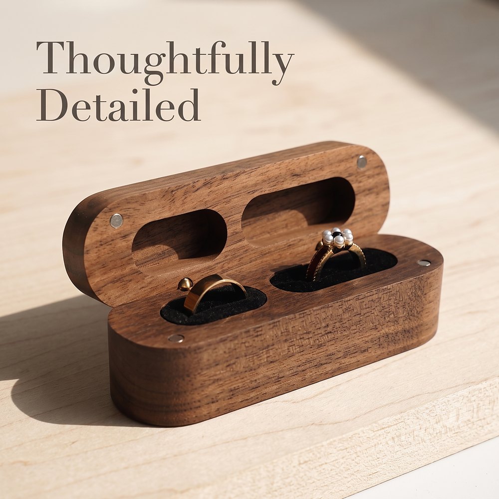 RB548 RB548  Twin-Slot Oval Ring Box, Walnut — view 4
