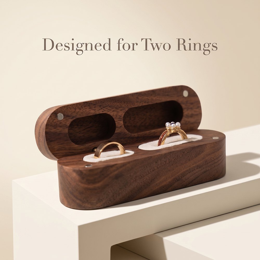 RB548 RB548  Twin-Slot Oval Ring Box, Walnut — view 6
