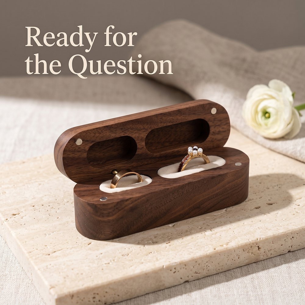 RB548 RB548  Twin-Slot Oval Ring Box, Walnut — view 7