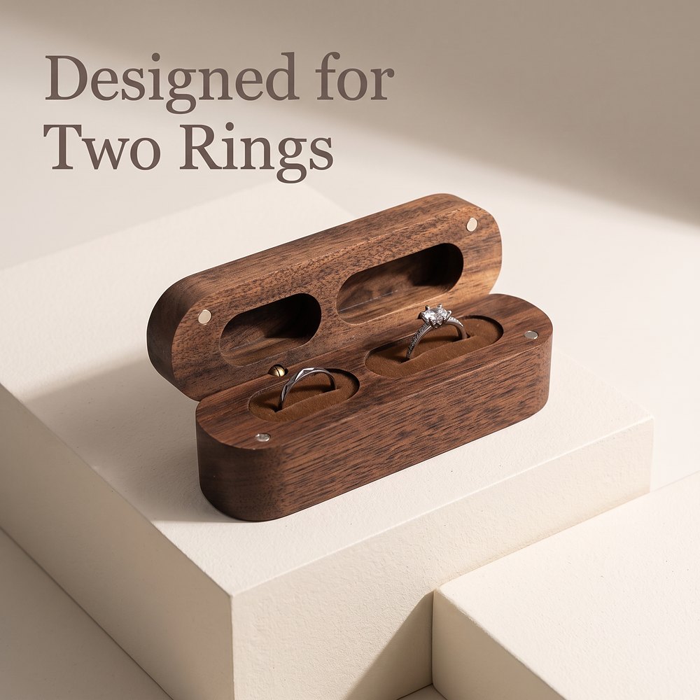 RB548 RB548  Twin-Slot Oval Ring Box, Walnut — view 9