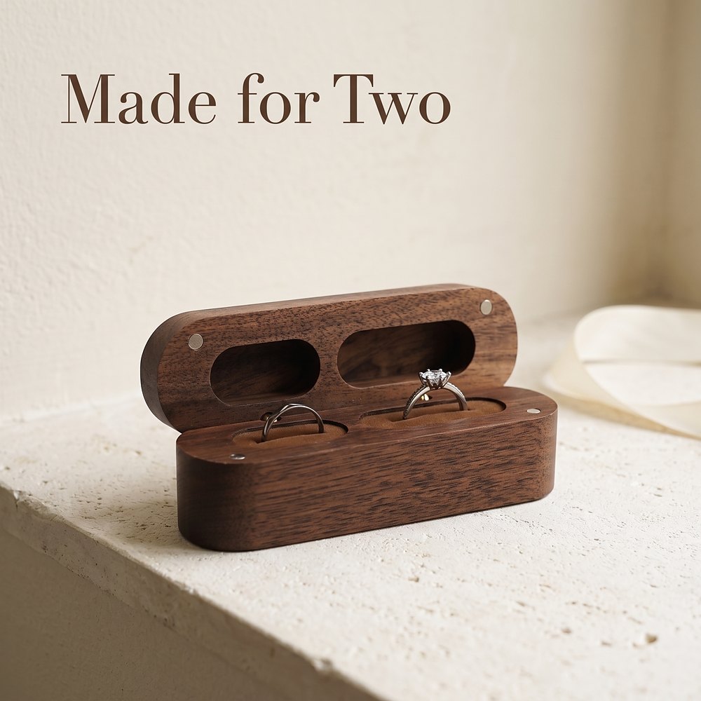 RB548 RB548  Twin-Slot Oval Ring Box, Walnut — colour C3