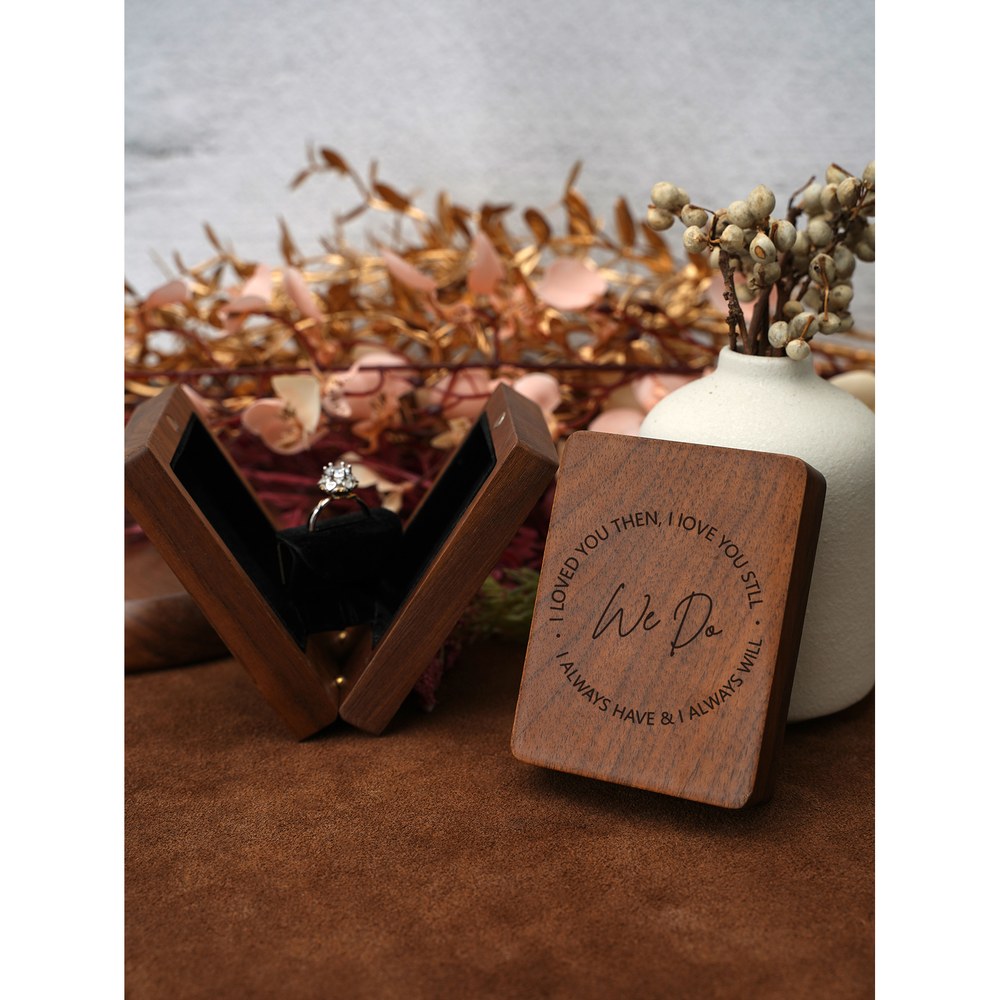 RB559 RB559  V-Fold Proposal Ring Box, Walnut, Black Velvet — view 4