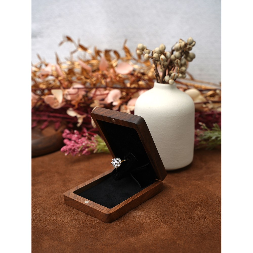 RB559 RB559  V-Fold Proposal Ring Box, Walnut, Black Velvet — view 6