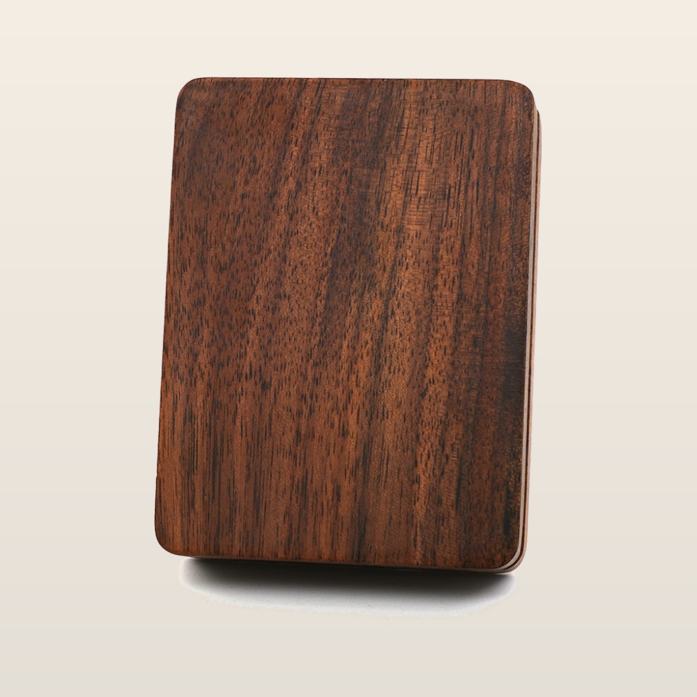 RB559  V-Fold Proposal Ring Box, Walnut, Black Velvet