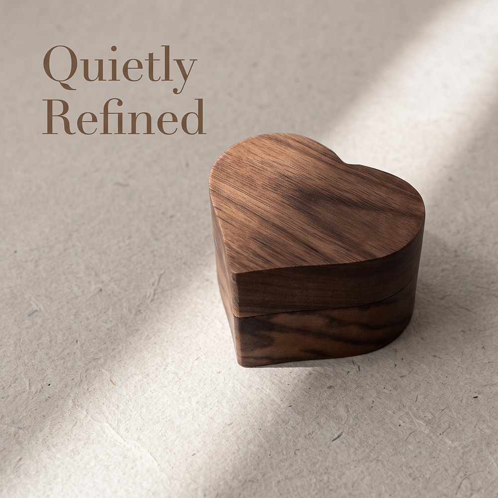 RB562 RB562  Heart Ring Box with LED Light, Walnut — view 4