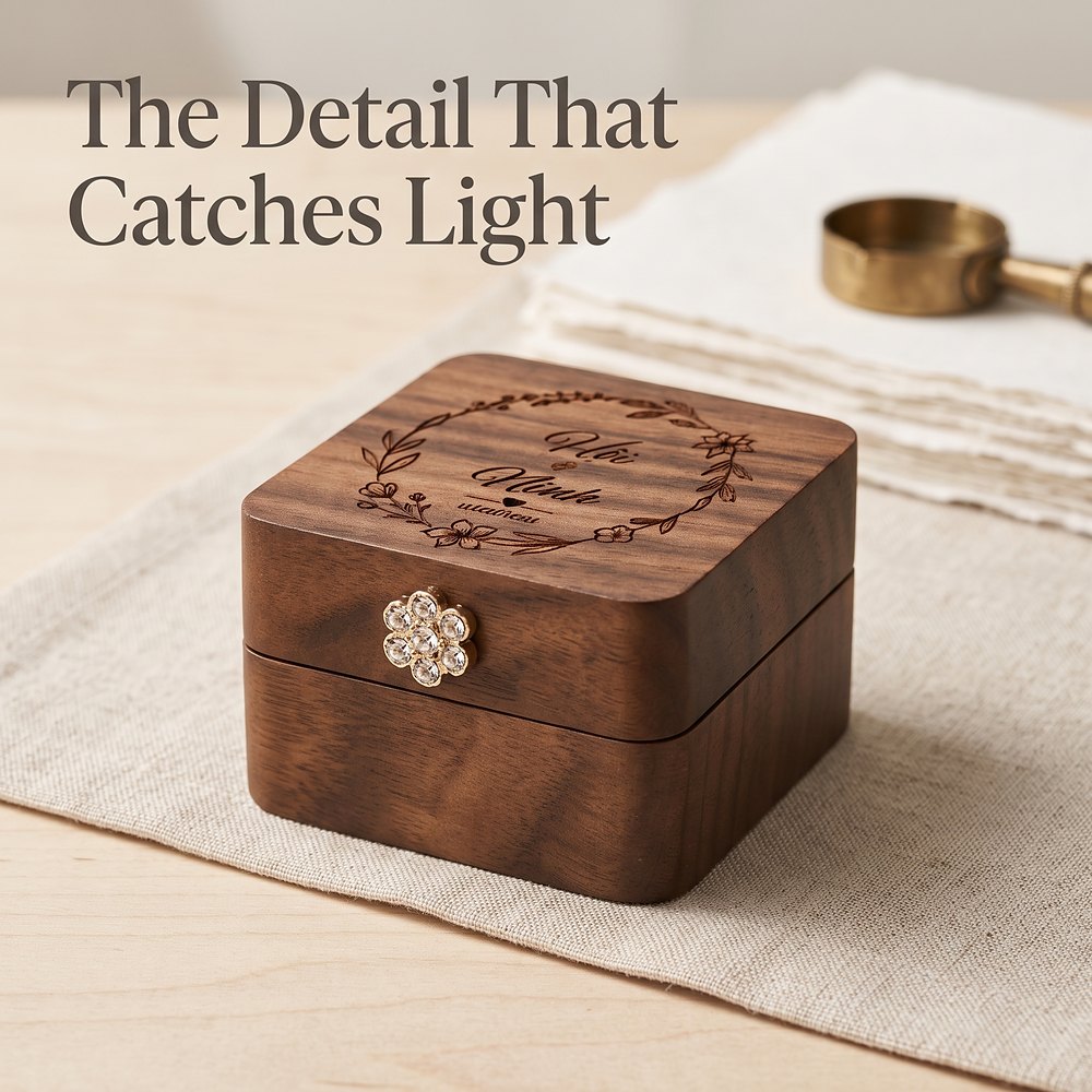 RB563 RB563  Square Ring Box, Engraved Floral Lid — view 3