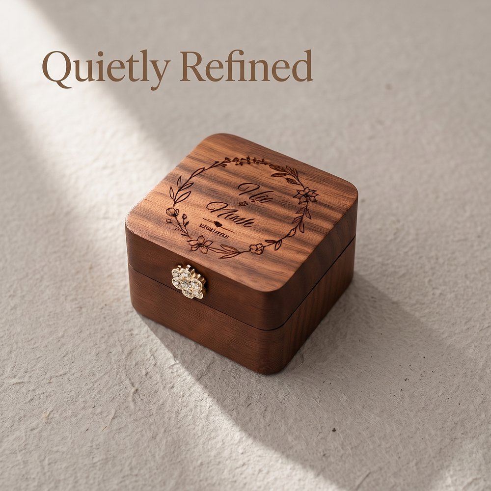 RB563 RB563  Square Ring Box, Engraved Floral Lid — view 4