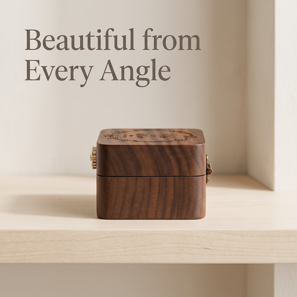 RB563 RB563  Square Ring Box, Engraved Floral Lid — view 5