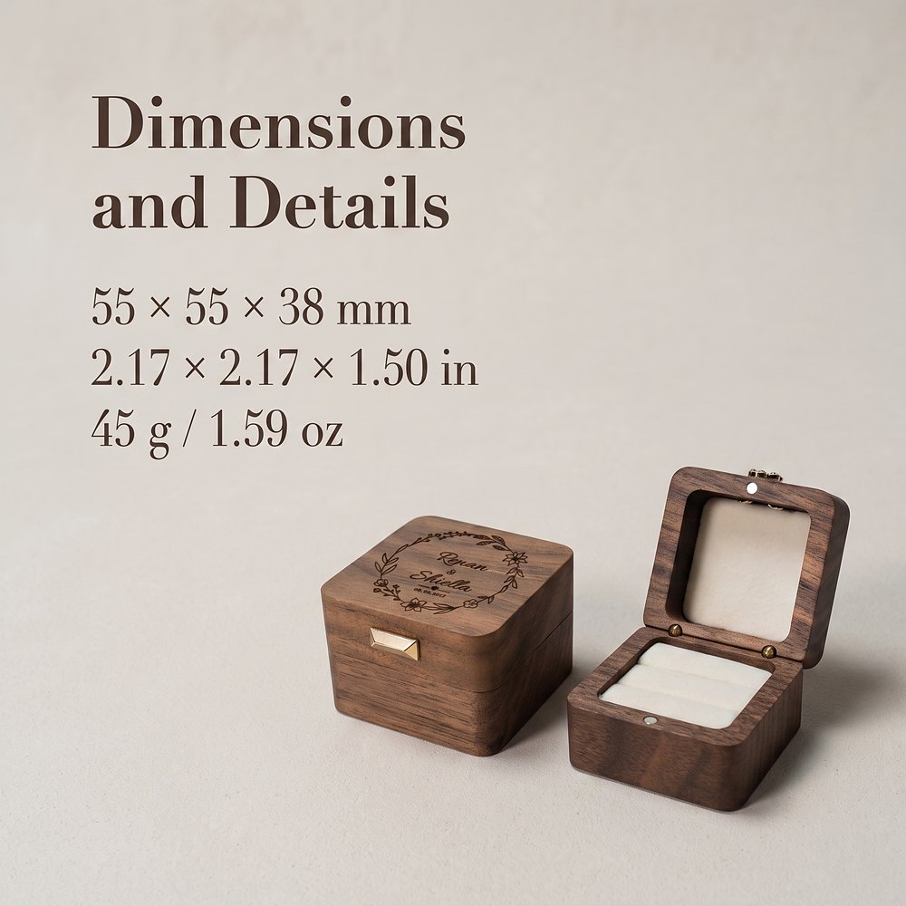 RB563 RB563  Square Ring Box, Engraved Floral Lid — view 8
