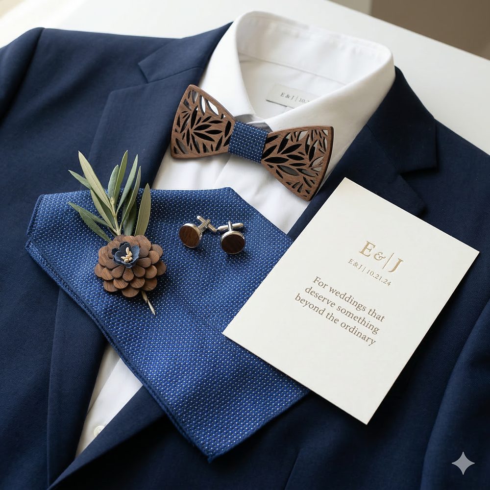 T201 T201  Floral Cutout Bow Tie Set, Walnut — view 2
