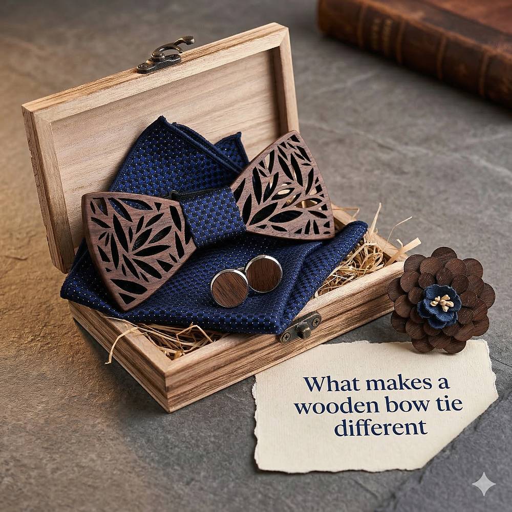 T201 T201  Floral Cutout Bow Tie Set, Walnut — view 4