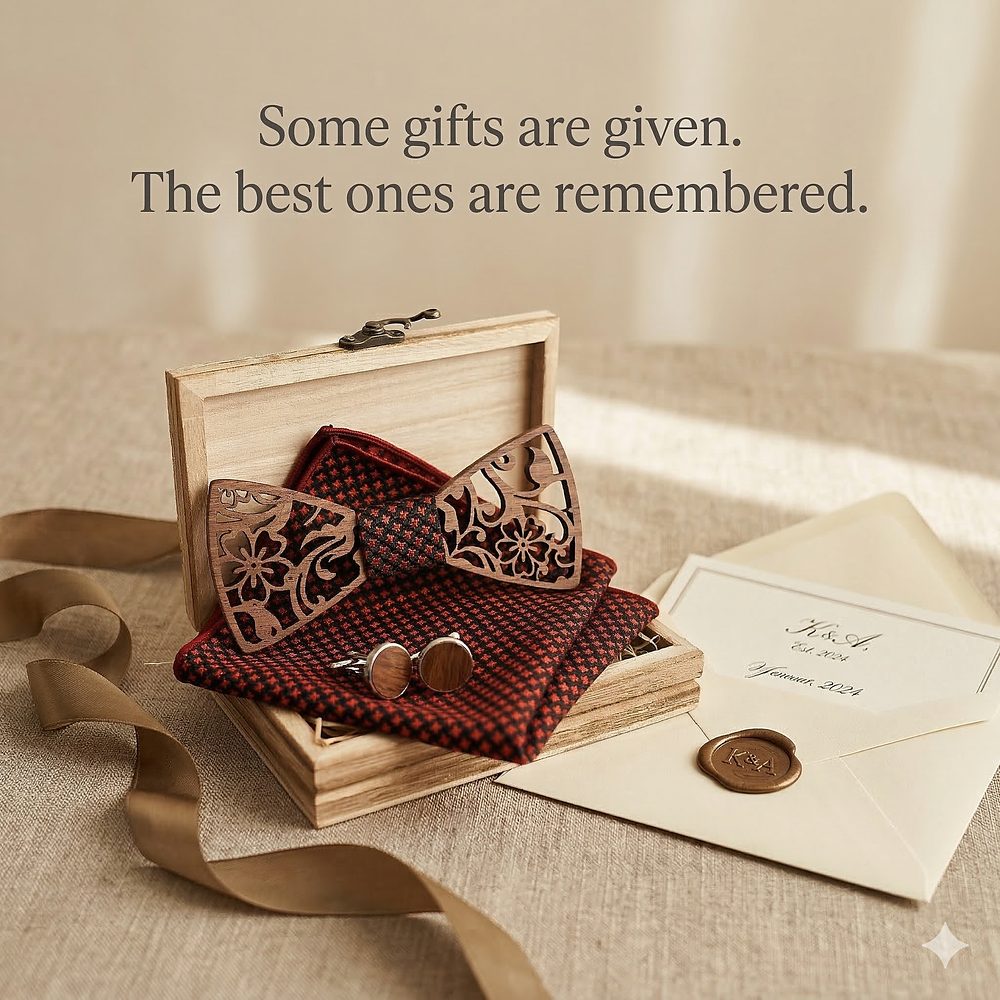 T201 T201  Floral Cutout Bow Tie Set, Walnut — view 6