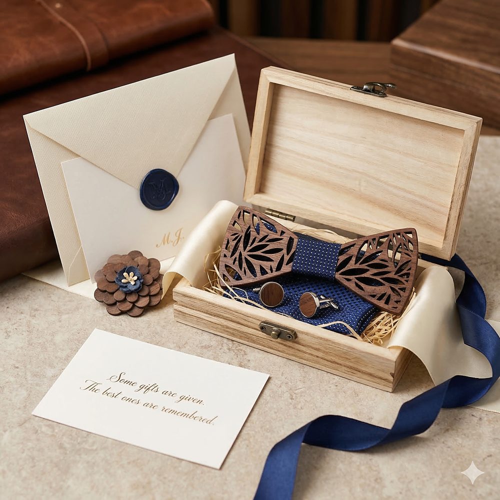 T201 T201  Floral Cutout Bow Tie Set, Walnut — view 7