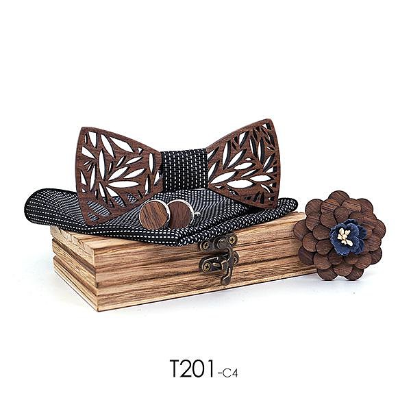 T201 T201  Floral Cutout Bow Tie Set, Walnut — colour C4