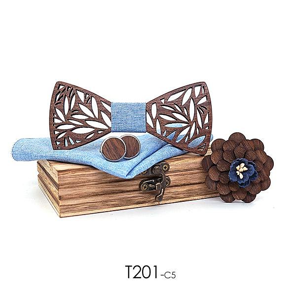 T201 T201  Floral Cutout Bow Tie Set, Walnut — colour C5