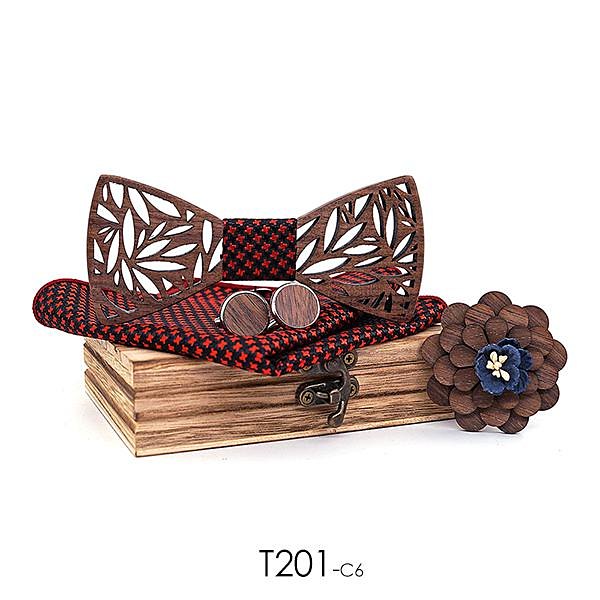T201 T201  Floral Cutout Bow Tie Set, Walnut — colour C6