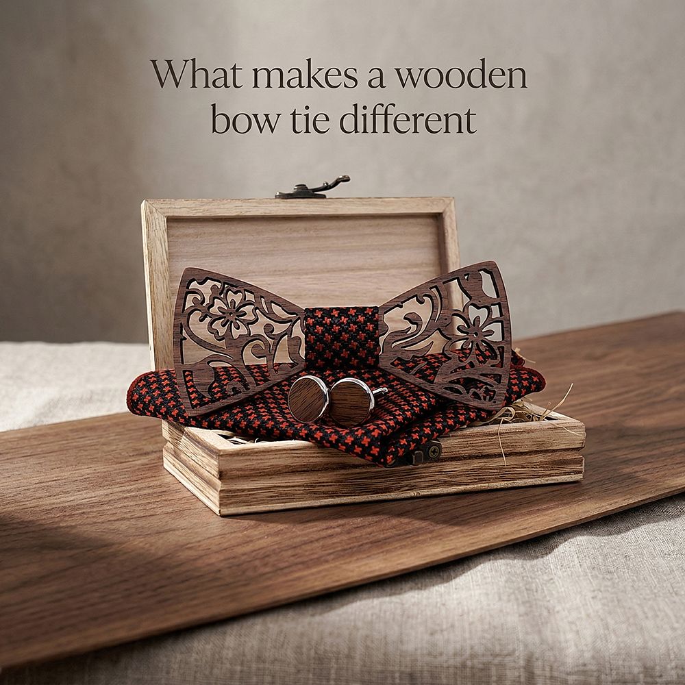 T202 T202  Floral Vine Cutout Bow Tie Set, Walnut — view 7