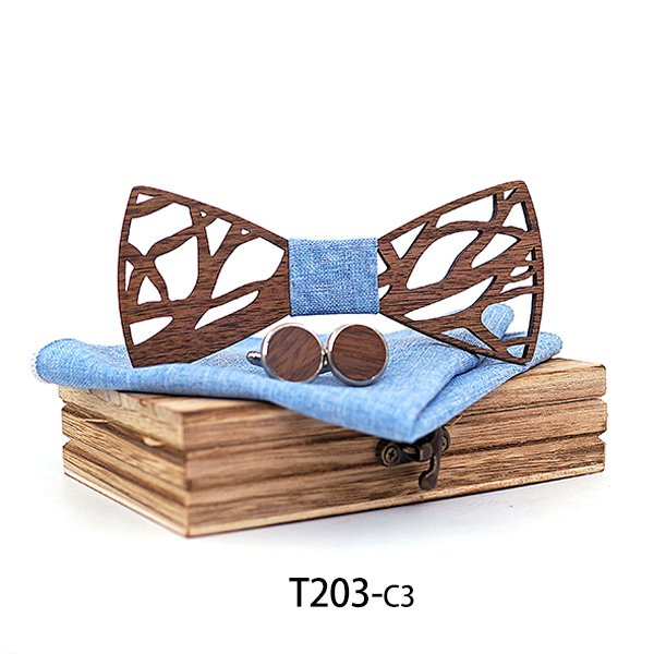 T203 T203  Abstract Geometric Cutout Bow Tie Set, Walnut — colour C3