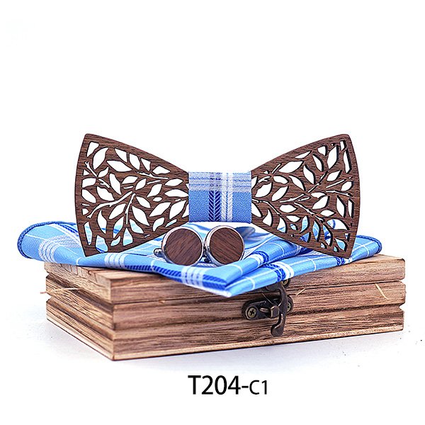 T204 T204  Leaf Cutout Bow Tie Set, Walnut — colour C1
